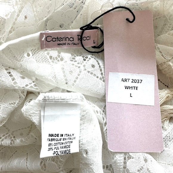 NWT Caterina RICCI Italian made Lace with fringe Beach Coverup - Picture 8 of 9